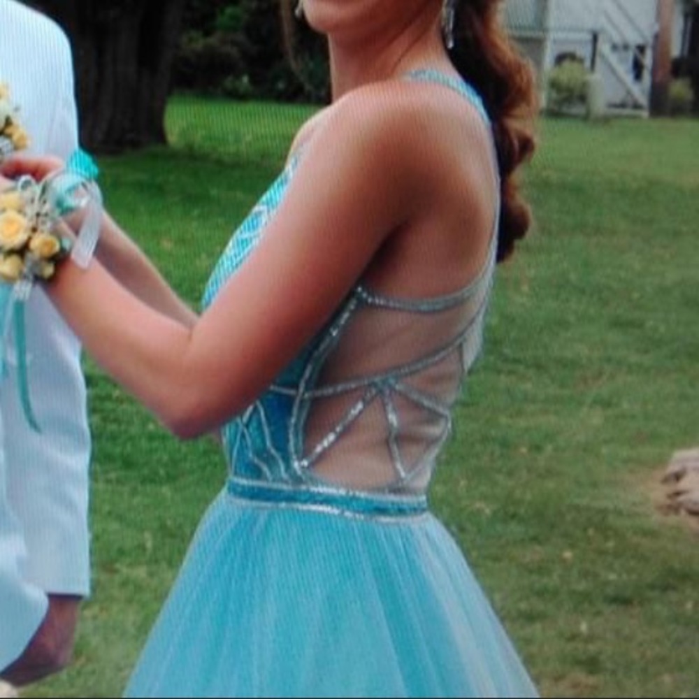 Blue Prom Dress with Blue Earrings - Picture 4 of 12